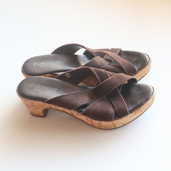 Cordani Brown Suede Slip On Cork Platform Mules / Clogs Heels / Sandals / Shoes - Picture 12 of 16